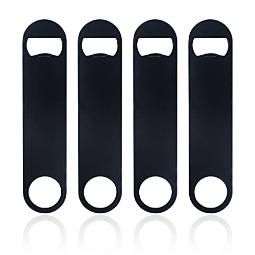 4 PACK Stainless Steel Flat Bottle Opener, Beer Bottle Opener, 7inch, with Exquisite Packaging, for Kitchen, Bar or Restaurant, Black,