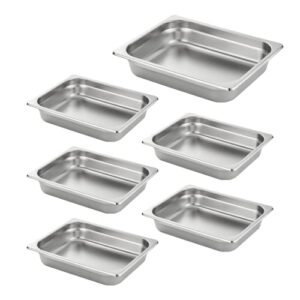 hecmac 6 pack anti-jam hotel pans, 1/2 size 2 1/2 inch deep, nsf commercial stainless steel chafing steam table pan, catering storage metal food pan