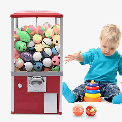 BJTDLLX Vending Machine, Candy Vending Machine Prize Machine Gumball Vending Device Big Capsule for 1.1"-2.1" Gadgets, Commercial Vending Machine for Selling Small Capsule Toys, Candy - Red