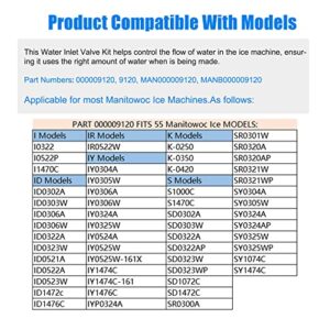 2023 Upgrade 000009120, 000008487, IH9120 Water Inlet Valve (OEM) Compatible with Manitowoc Ice Machines, 120V 60Hz 5W Fits popular S, Indigo and K-0250/0350/0450 Koolaire etc - 2 Year Warranty