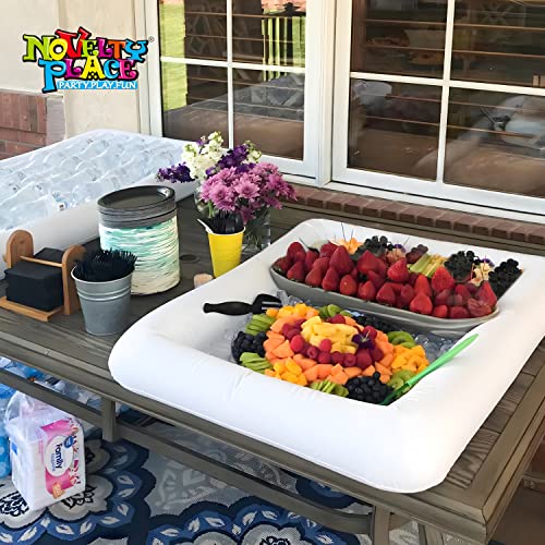 Novelty Place Inflatable Ice Serving Buffet Bar - Salad Food & Drinks Cooler Serving Tray for Summer Party Picnic & Camping (Pack of 1, 24 Inches)