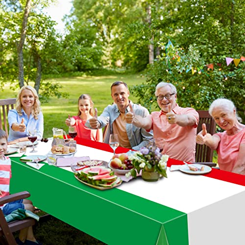 3 Pack Italian Flag Tablecloth, Italian Themed Disposable Plastic Tablecloth, Rectangle Italian Table Cover for Italy Family Gathering Kitchen Dining Decorations and Party Supplies 54 x 108 Inch