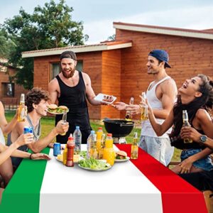 3 Pack Italian Flag Tablecloth, Italian Themed Disposable Plastic Tablecloth, Rectangle Italian Table Cover for Italy Family Gathering Kitchen Dining Decorations and Party Supplies 54 x 108 Inch