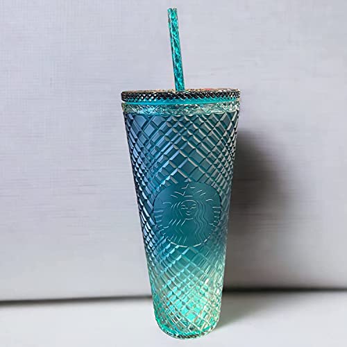 Starbucks 2023 Green Gradient Ombre Jeweled Venti Cold Cup Tumbler, 24 oz