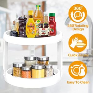 umicial Lazy Susan Organizer Turntable Organizer Lazy Susan Turntable for Cabinet Spice Spinner Spice Rack Organizer for Cabinet Spinning Rack 360 Rotating Non-Skid 2 Tier 10 Inch (White and Grey)