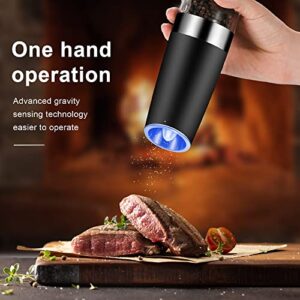 Balabuki Electric Salt and Pepper Grinder Set, Adjustable Coarseness, Salt Grinder with LED Light, 2 Pack