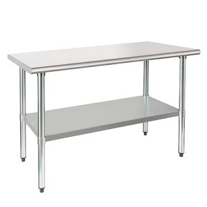 hardura stainless steel table 24x48 inches with undershelf and galvanized legs nsf heavy duty commercial prep work table for restaurant kitchen home and hotel