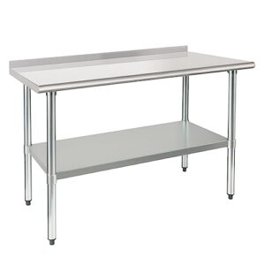 hardura stainless steel table prep & work table 24 x 48 inches nsf heavy duty commercial with undershelf and backsplash for restaurant kitchen home and hotel
