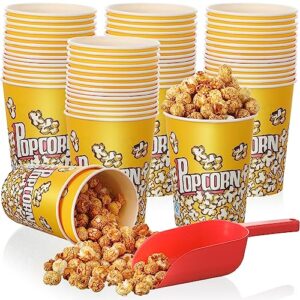 colarr 31 pack 32 oz popcorn buckets reusable popcorn container greaseproof paper popcorn tub with plastic popcorn scoop for home, theater movie night, circus, carnival theme party decorations