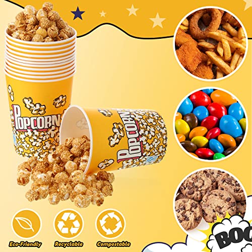 Colarr 31 Pack 32 oz Popcorn Buckets Reusable Popcorn Container Greaseproof Paper Popcorn Tub with Plastic Popcorn Scoop for Home, Theater Movie Night, Circus, Carnival Theme Party Decorations