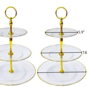 Cupcake Stand, 3-Tier Dessert Plates Mini Cakes Fruit Candy Display Tower Lollipop Stand Cookie Cupcake Tower Dessert Stand Lollipop Stand Cake Stand Tray Rack Candy Buffet Holder (Clear - 2 Pack)