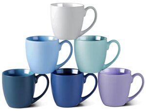 thexxlmug coffee mugs, 16 ounce set of 6, ceramics coffee cups for latte, hot tea, cappuccino, mocha, cocoa turquoise, tea, dishwasher, oven, microwave safe, assorted color