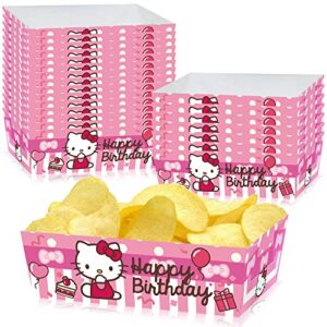 kitty birthday party supplies for girls, 24pcs kitty birthday decorations paper food trays, kitty party favors movie snack trays hot dog popcorn