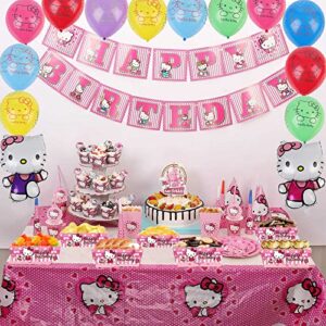Kitty Birthday Party Supplies for Girls, 24pcs Kitty Birthday Decorations Paper Food Trays, Kitty Party Favors Movie Snack Trays Hot Dog Popcorn