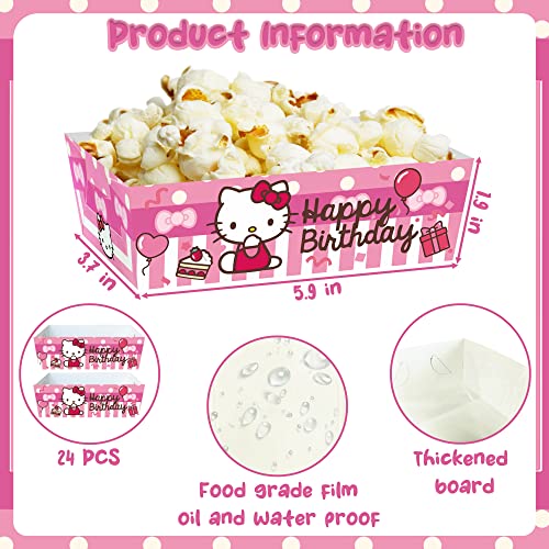Kitty Birthday Party Supplies for Girls, 24pcs Kitty Birthday Decorations Paper Food Trays, Kitty Party Favors Movie Snack Trays Hot Dog Popcorn