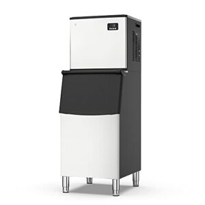 aconee commercial ice maker machine, 350lbs/24h stainless steel under counter ice machine with 220lbs ice storage capacity, freestanding ice maker, high efficiency