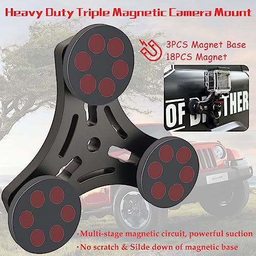 ULIBERMAGNET Magnetic Action Camera Mount,Solid Aluminum Magnetic Mount Tripod with Mini Ball Head,Strong Rubber Coated Magnet with 1/4’’-20 Male Thread Stud for Mobile Camera,GoPro,Security Camera