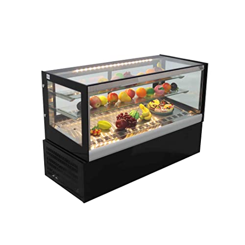 INTSUPERMAI Countertop Refrigerated Cake Showcase 46.8inch Commercial Bakery Cabinet Glass Refrigerated Cake Pie Showcase Bakery Display Case Right Angle Back Door 220V