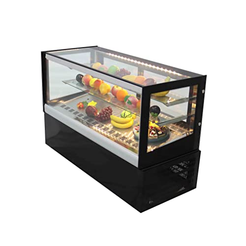 INTSUPERMAI Countertop Refrigerated Cake Showcase 46.8inch Commercial Bakery Cabinet Glass Refrigerated Cake Pie Showcase Bakery Display Case Right Angle Back Door 220V