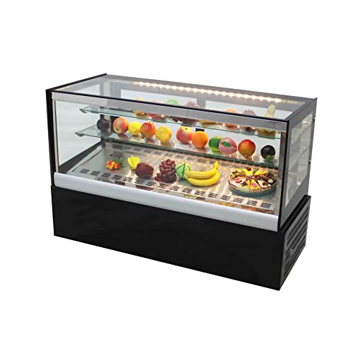 INTSUPERMAI Countertop Refrigerated Cake Showcase 46.8inch Commercial Bakery Cabinet Glass Refrigerated Cake Pie Showcase Bakery Display Case Right Angle Back Door 220V