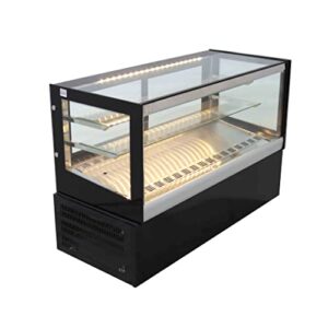 INTSUPERMAI Countertop Refrigerated Cake Showcase 46.8inch Commercial Bakery Cabinet Glass Refrigerated Cake Pie Showcase Bakery Display Case Right Angle Back Door 220V