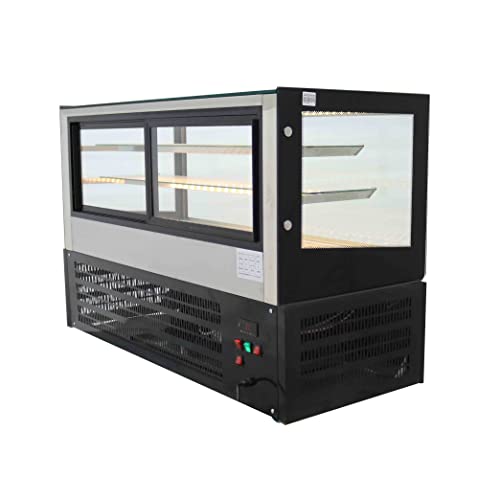 INTSUPERMAI Countertop Refrigerated Cake Showcase 46.8inch Commercial Bakery Cabinet Glass Refrigerated Cake Pie Showcase Bakery Display Case Right Angle Back Door 220V