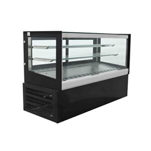 INTSUPERMAI Countertop Refrigerated Cake Showcase 46.8inch Commercial Bakery Cabinet Glass Refrigerated Cake Pie Showcase Bakery Display Case Right Angle Back Door 220V