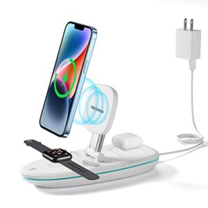 3-in-1 magnetic wireless charging station for apple devices - magsafe charger stand for iphone 14/13/12/11/se/x/8, iwatch 8/7/6/se/5/4/3/2, & airpods 2/3/pro - compact, durable & efficient