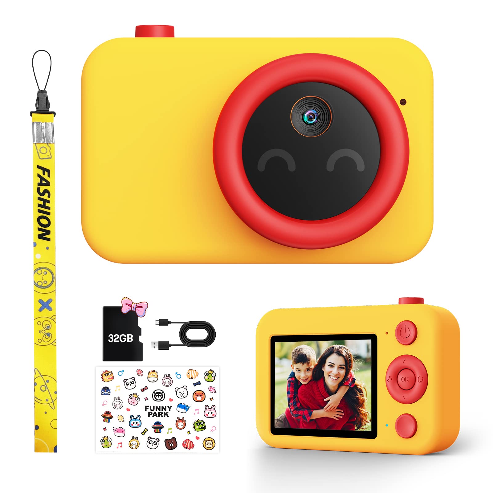 Kids Camera for Boys and Girls, SUPREUN Kids Digital Video Toddler Camera 1080P 16MP Video Camera Recorder Compact Point and Shoot Camera Christmas Festival Birthday Gifts for Kids Toys,32GB TF Card