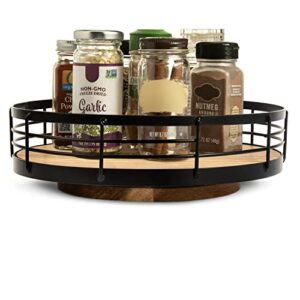 gennua kitchen 10” acacia wood lazy susan turntable organizer for spices, condiments, and more - wooden cabinet and pantry organization and storage - practical gift idea for wedding or housewarming