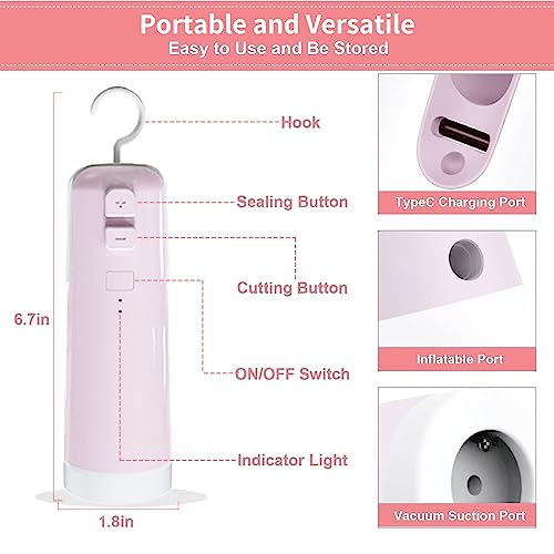 Mini Bag Sealer with Cutter, Portable Food Heat Sealer Machine - 4 IN 1 Handheld Electric Vacuum Sealer/Mini Bag Sealer/Balloon Pump/Bags Cutter for Home or Travel