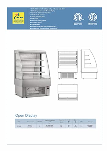Commercial Refrigerator Open Air Merchandiser Slope 39" Wide Grab And Go Display Cooler CF-380