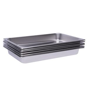 6 Pack Full Size Stainless Steel Steam Hotel Pan 20.87 x 12.99 x 2.5 In Steam Table Pan Food Service Pan for Party, Kitchen, Restaurant, Hotel