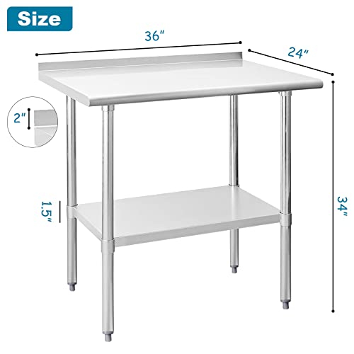 Wrilibo Stainless Steel Table 36 x 24 Inches Prep Table for Commercial ...