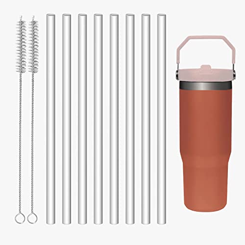 8 Pack Replacement Straws for IceFlow Stainless Steel Tumbler, Reusable Straws Plastic Straws with Cleaning Brush Compatible with Stanley IceFlow 30oz Tumbler Stanley Flip Straw Tumbler