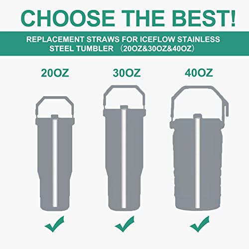 8 Pack Replacement Straws for IceFlow Stainless Steel Tumbler, Reusable Straws Plastic Straws with Cleaning Brush Compatible with Stanley IceFlow 30oz Tumbler Stanley Flip Straw Tumbler