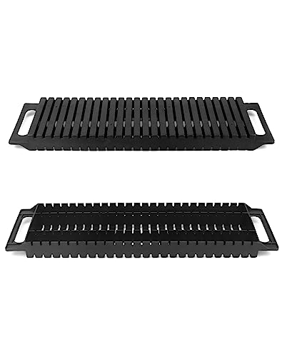 Qwork Antistatic ESD Circulation Rack Shelf, 2 Pack Dual- Ear Antistatic PCB Tray Rack, ESD Shelf Storage Turnover Rack, 47 x 14 x 3.5cm, Black