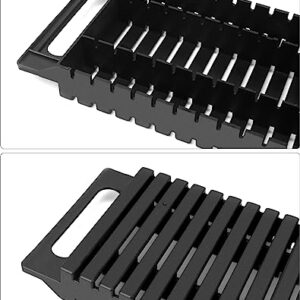 Qwork Antistatic ESD Circulation Rack Shelf, 2 Pack Dual- Ear Antistatic PCB Tray Rack, ESD Shelf Storage Turnover Rack, 47 x 14 x 3.5cm, Black