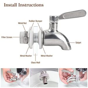 Omoojee Stainless Steel Spigot for Beverage Dispenser, 1 Water Dispenser Replacement Part, Outdoor Water Faucet for Sun Tea Jar, Party, Camping