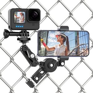 baseball fence mount holder for gopro - ulanzi cm010 action camera fence clamp mount phone holder video recording accessories for gopro hero 11 10 9 8 7 6 5 black/dji action/insta360 iphone smartphone