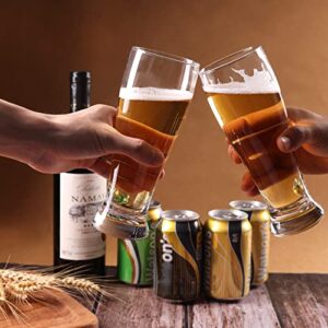 CUCUMI 6pcs 16oz Beer Glasses Drinking Set Glassware Beer Cups for Bar Pub Classic Beer Glasses Gift for Men
