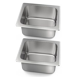 pyy 1/2 half size steam table pans, 2-pack 6 inch deep restaurant steam table pans commercial, hotel pan made of 201 gauge stainless steel