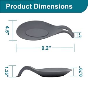 SDZONGES Spoon Rest, Set Of 2 Silicone Spoon Holder for Stove Top, Gray Spoon Rest for Kitchen Counter, Heatproof Cooking Utensil Rest, Coffee Spoon Holder