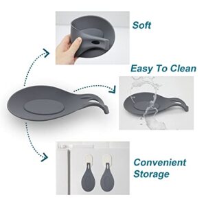 SDZONGES Spoon Rest, Set Of 2 Silicone Spoon Holder for Stove Top, Gray Spoon Rest for Kitchen Counter, Heatproof Cooking Utensil Rest, Coffee Spoon Holder