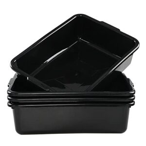 easymanie 13 l commercial bus tub box, 4 pack, dishpans for restaurants, black