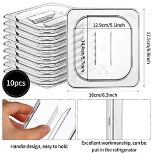 10 Pack 1/6 Size Clear Food Pan Lids Polycarbonate Universal Handled Food Pan Lid plastic Pan Lid with Handle Restaurant Commercial Hotel Food Pan Cover 6.9 x 6.3 Inch for Food Fruits Vegetables