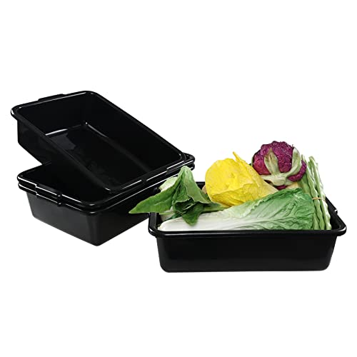 Callyne 4-Pack 13 L Black Plastic Kitchen Bus Tubs, Commercial Bus Box