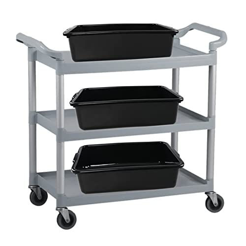 Callyne 4-Pack 13 L Black Plastic Kitchen Bus Tubs, Commercial Bus Box