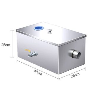 PUFYA Stainless Steel Grease Trap, Top Inlet Commercial Grease Interceptor, Under Sink Grease Trap Waste Water Oil-Water Separator, for Kitchen