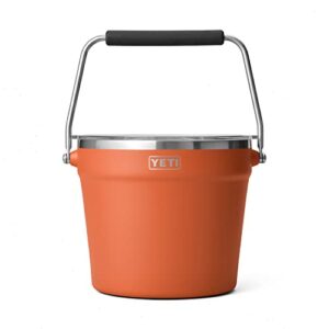 yeti rambler beverage bucket, double-wall vacuum insulated ice bucket with lid, high desert clay